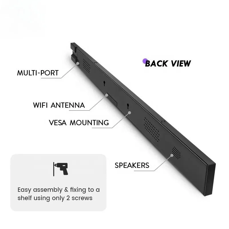 Customized Shelf Edge Digital Signage Ultra Wide Stretch Bar Lcd Display Monitor Advertising Screen For Retail Shop