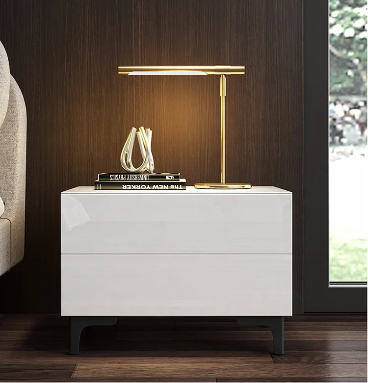 Недорогой современный белый прикроватный столик с тумбочкой