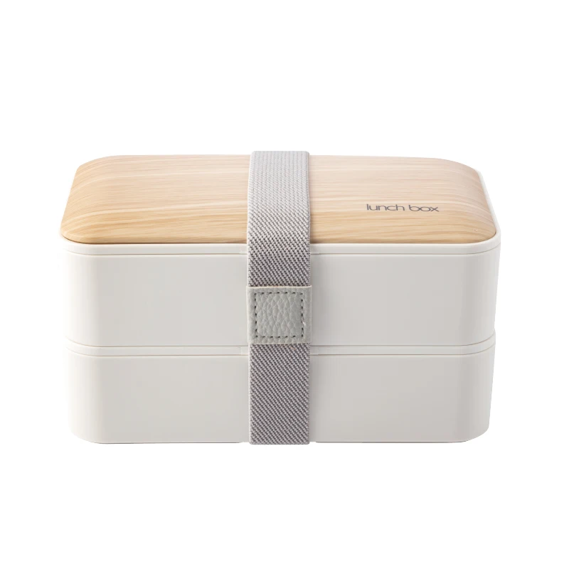Japanese style simple insulation 2 layer bamboo lunch box lakeproof food container