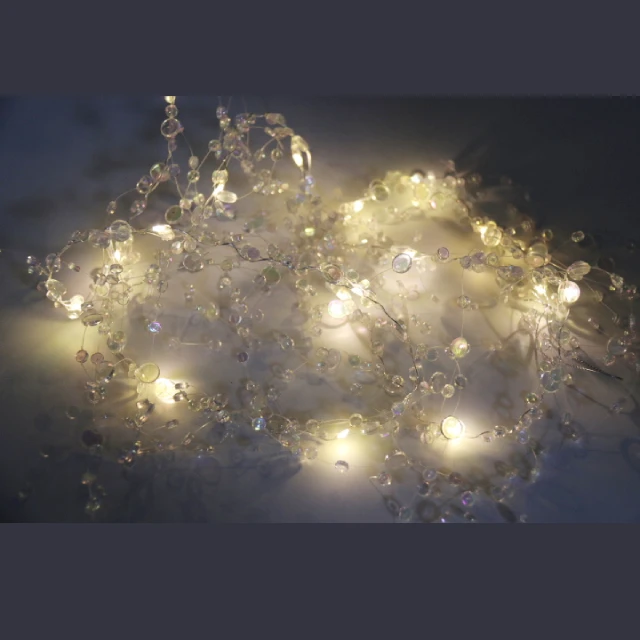 Led String Lights Battery Operated With Loose Beads Garland And Acrylic For Holiday Wedding Decoration