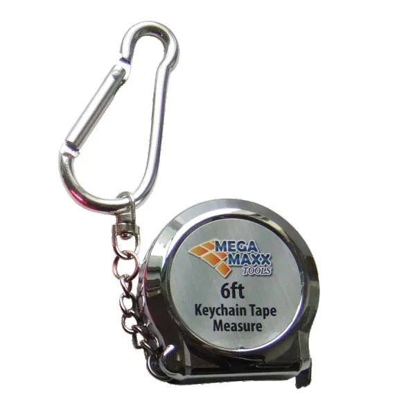 Custom Logo Retractable Steel Tape Measure Keychain with Carabiner
