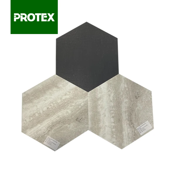 Protex hot sales special size stone grain LVT hexagon vinyl flooring glue down/Dry back