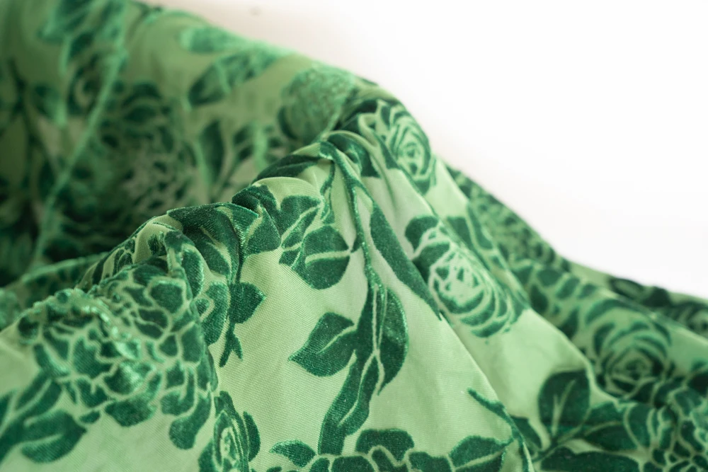 Custom made floral print velour burnout velvet embroidery dress fabric
