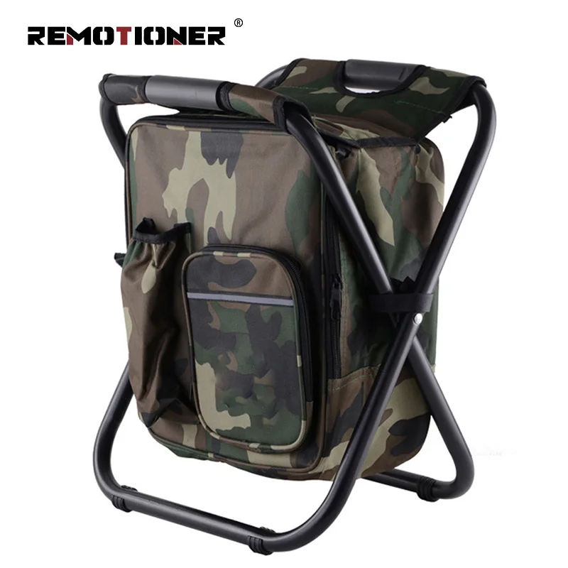 Lightweight Fishing Stool Folding Camping Backpack Chair with Cooler Insulated Picnic Bag