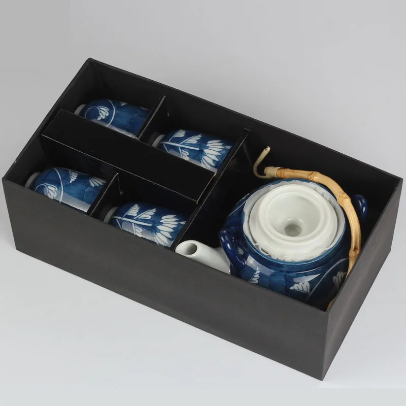 Micron burn one port four cups blue color set Western dining room home living room kettle water cup outdoor teapot