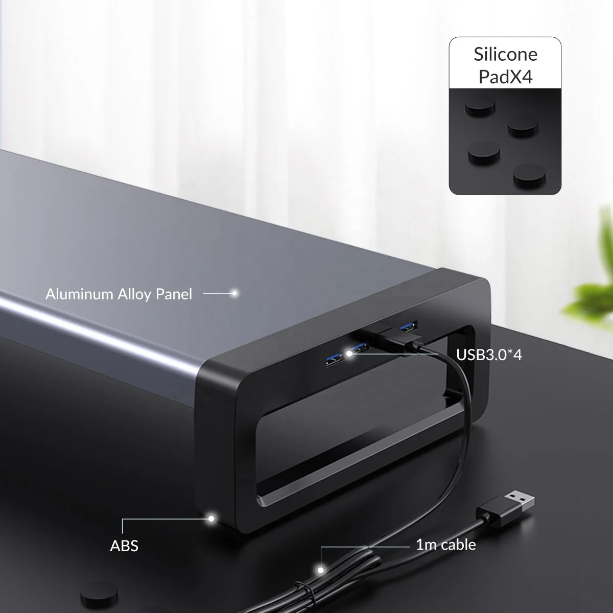 USB3.0 Expansion Aluminum Holder Desktop PC LCD Display Computer Monitor Stand With USB HUB HSQ-02H