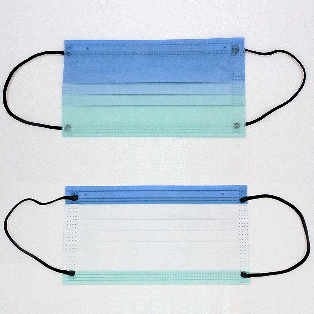 Disposable 3 Layer Spunlaced Non-woven Facemask EN14683 Type IIR Gradient Print Medical Surgical Face Mask For Party Daily Use