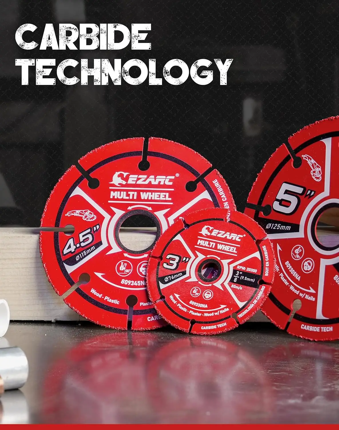 EZARC 3 Inch Cut Off Wheels, Carbide Cutting Disc, Angle Grinder Cutting Wheel for Wood Wood with Nails Laminate Plastic Plaster