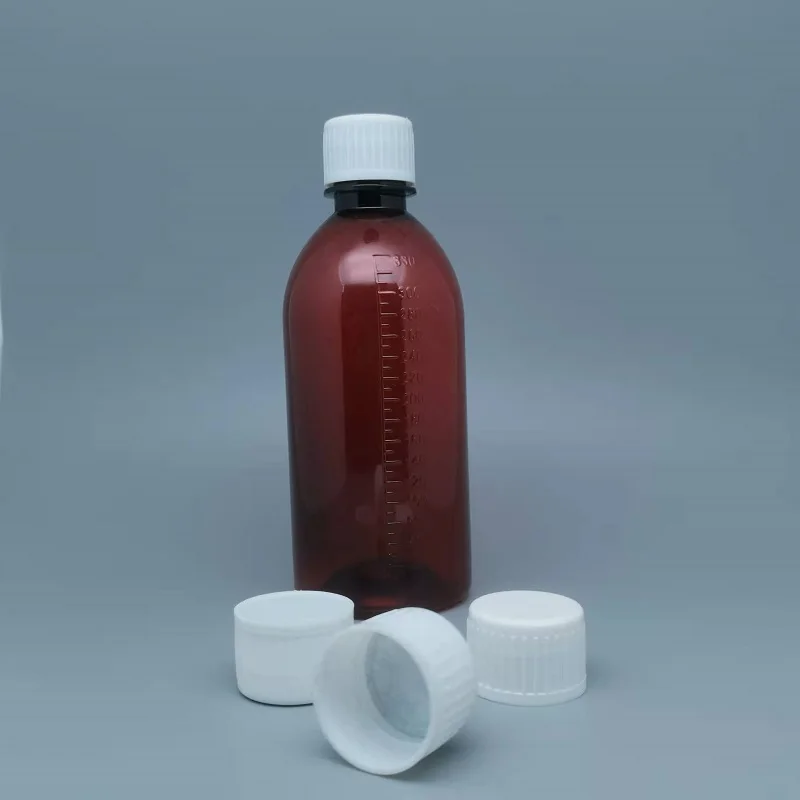 Флаконы с сиропом от кашля флакон для лекарств пробкой янтарного цвета оптовая продажа пустые пластиковые коробки домашних животных трафаретная печать Boston Round SK
