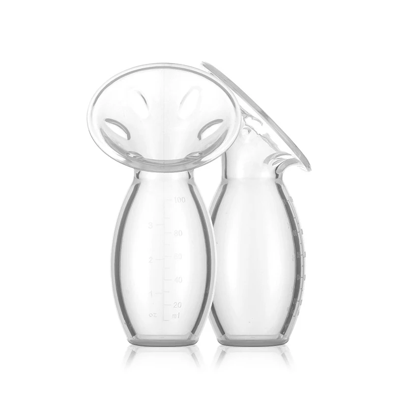 Food grade BPA free silicone manual breast pump with suction base breast milk collector pump milk saver
