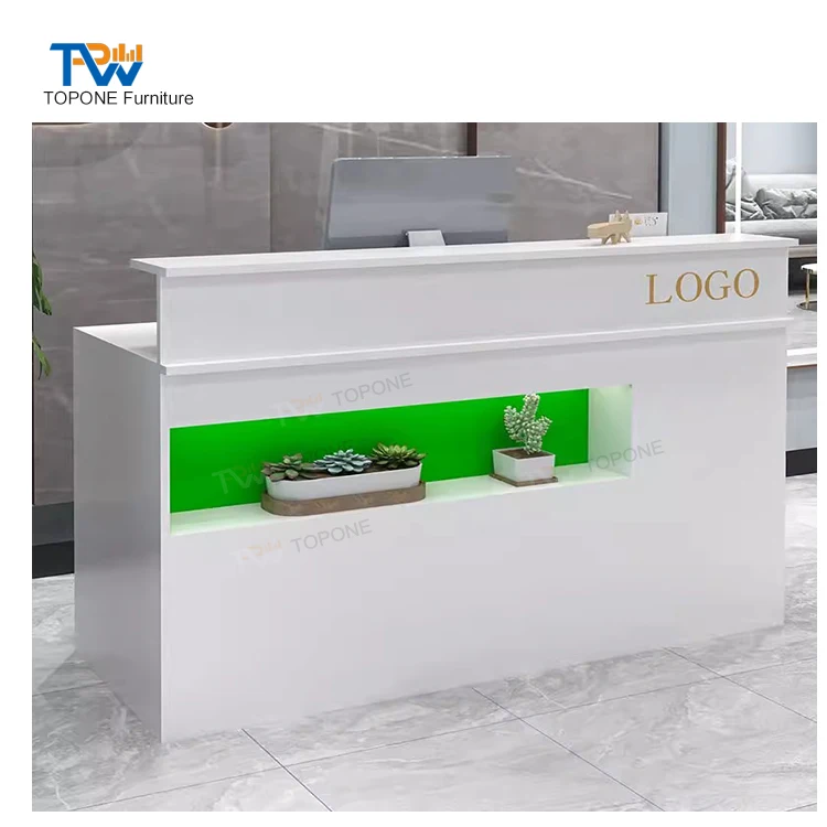 Professional Customized white Colour Special Small office counter design standing Reception Desk