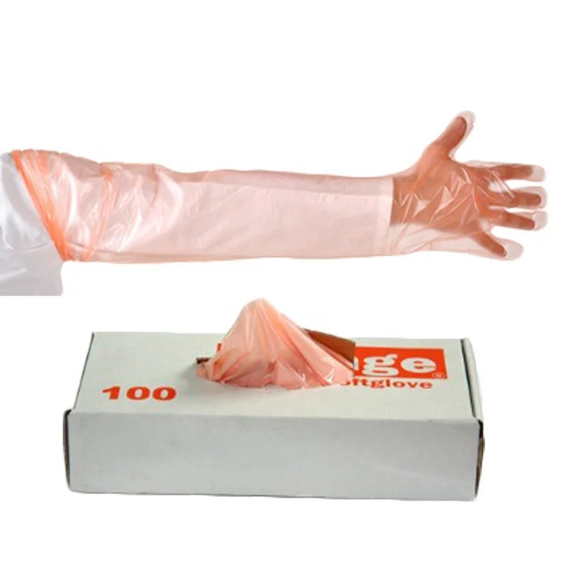 Disposable PE Pig Cow Insemination Rectal Palpation Ovarian Pregnancy Examination Long Sleeve Veterinary Glove