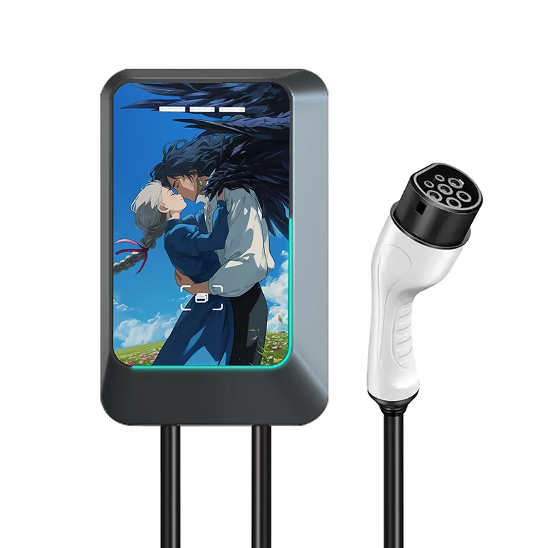 7kW 32A AC EV Charger for Electric Car with Unique Miyazaki Anime Shell Perfect Gift for Personalized Home Charging