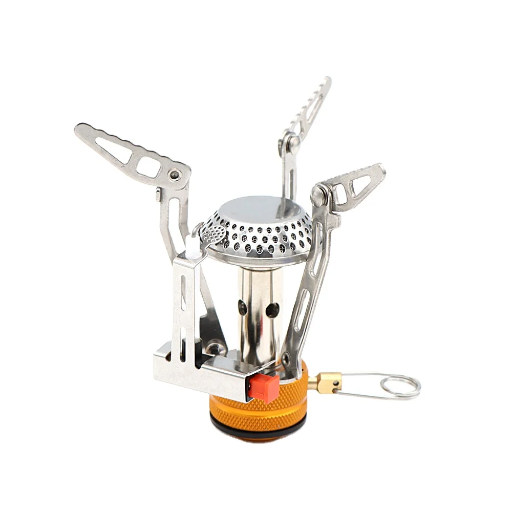 Outdoor Windproof Camping Mini Portable Folding Ultralight Gasoline Propane Cooking Stove Camping Gas Burner