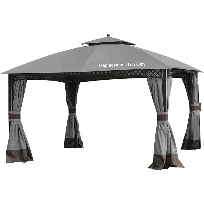 SCOCANOPY Best Price Double Roof Shelter Shade Tech Gray Canopy Replacement Roof for Gazebo Tent Courtyard Events