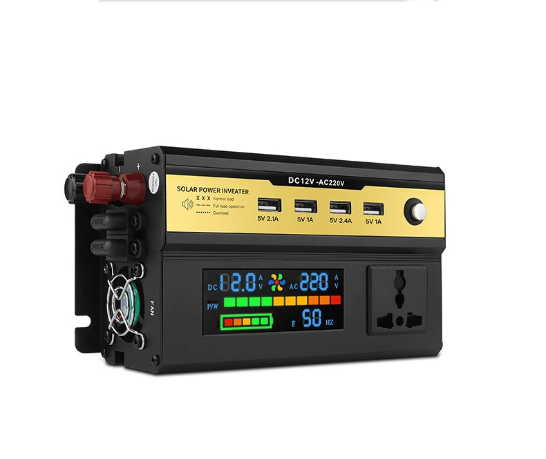 10000W/8000W/5000W/3000W LED Voltmeter Converter Transformer Universal EU Socket DC 12V To AC 220V Pure Sine Wave Inverter