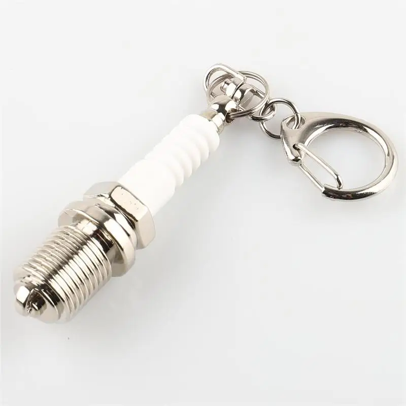 LED Light Spark Plug With Keychain Electronic Lamp Small Gifts Motorcycle Accessory Model Car Key Chain