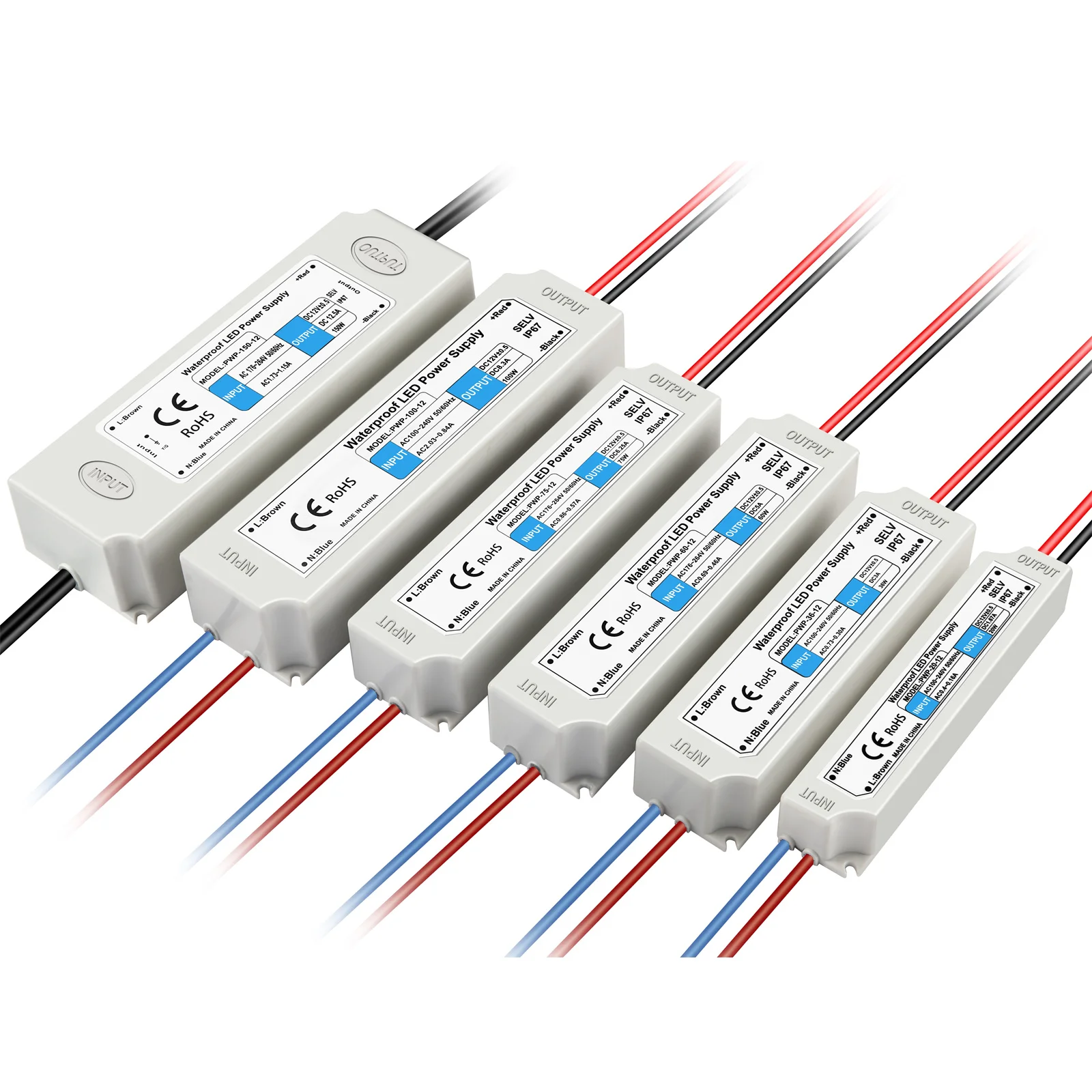 36W Plastic Case LED Power Supply 24VDC 1.5A Single Output IP67 Waterproof Led Driver