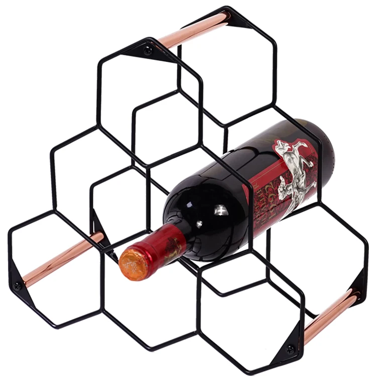 Honeycomb Style 6 Bottles Metal Standing Wine Rack Holder