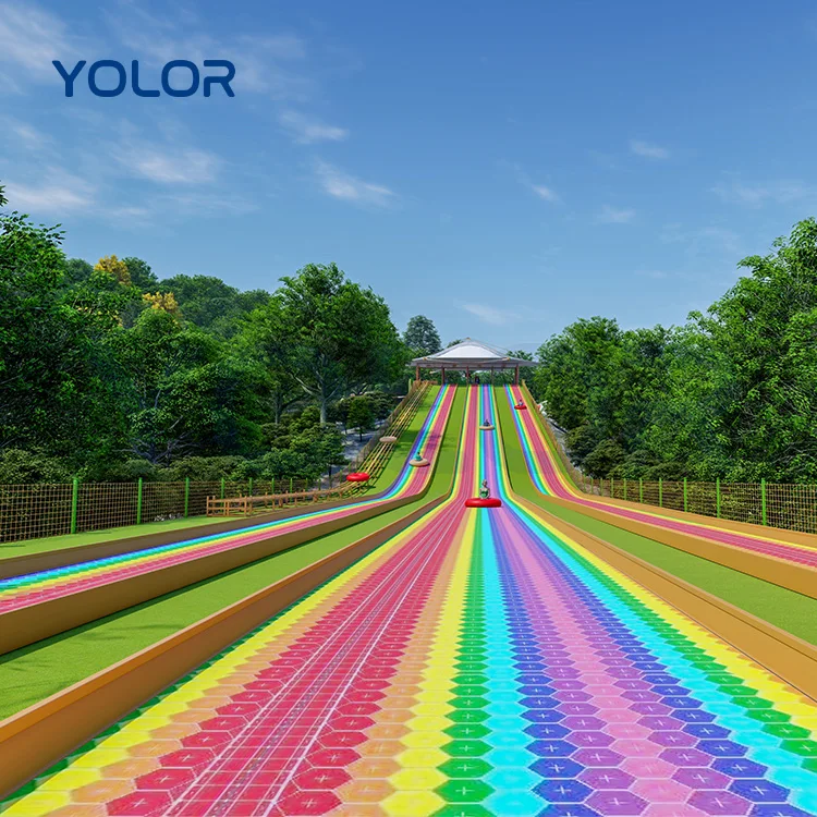 New Plastic Rainbow Dry Snow Slide Ski Rainbow Slide Ride Plastic Slide For Amusement Park
