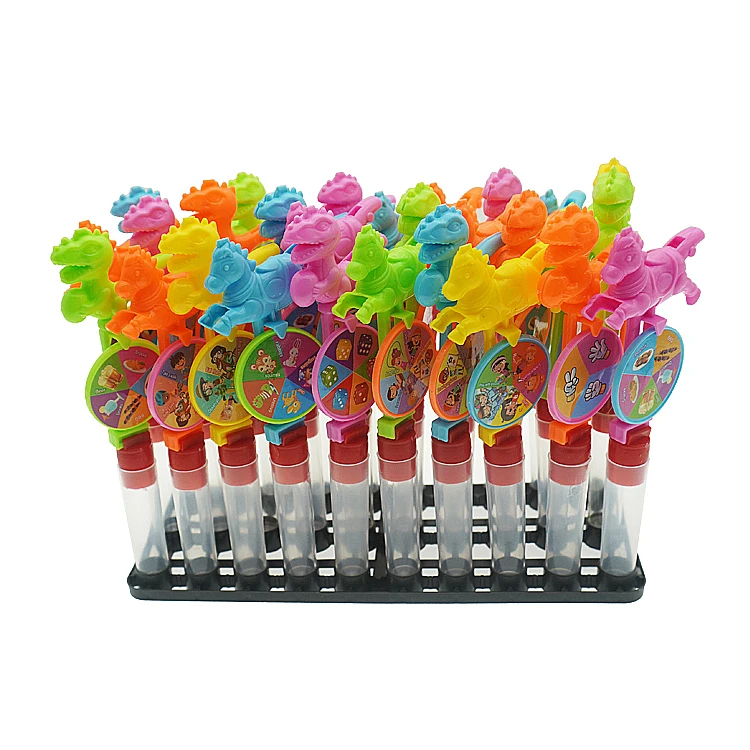 2023 New Product Plastic Dinosaur Turntable With Empty Candy Tube For Candy Toys