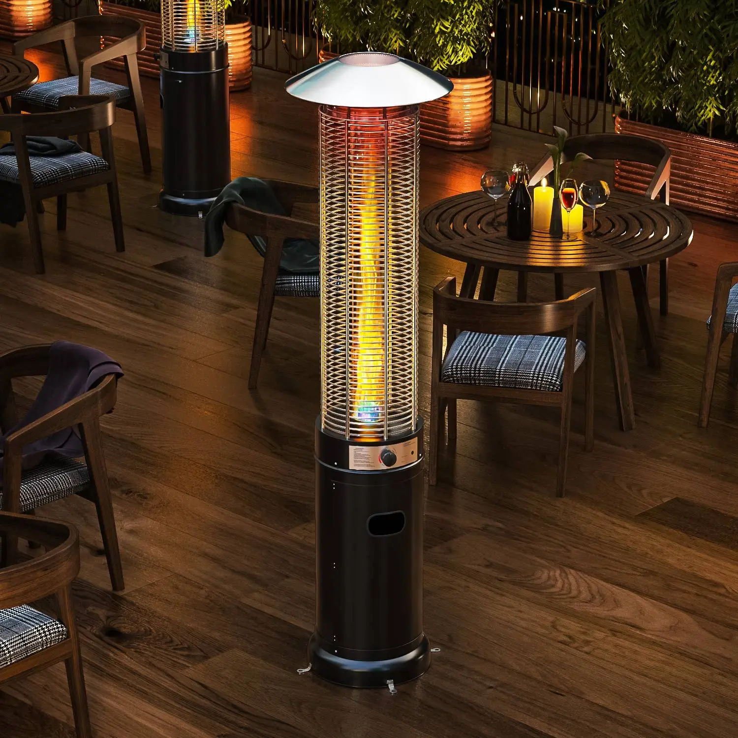 2022 backyard decoration outdoor  glass tube heater 40000 BTU  round flame gas propane stove