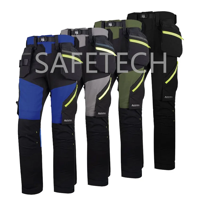 In Stock Softshell Working Clothes Men Construction Cargo Pant Manufacturer Green Work Trousers
