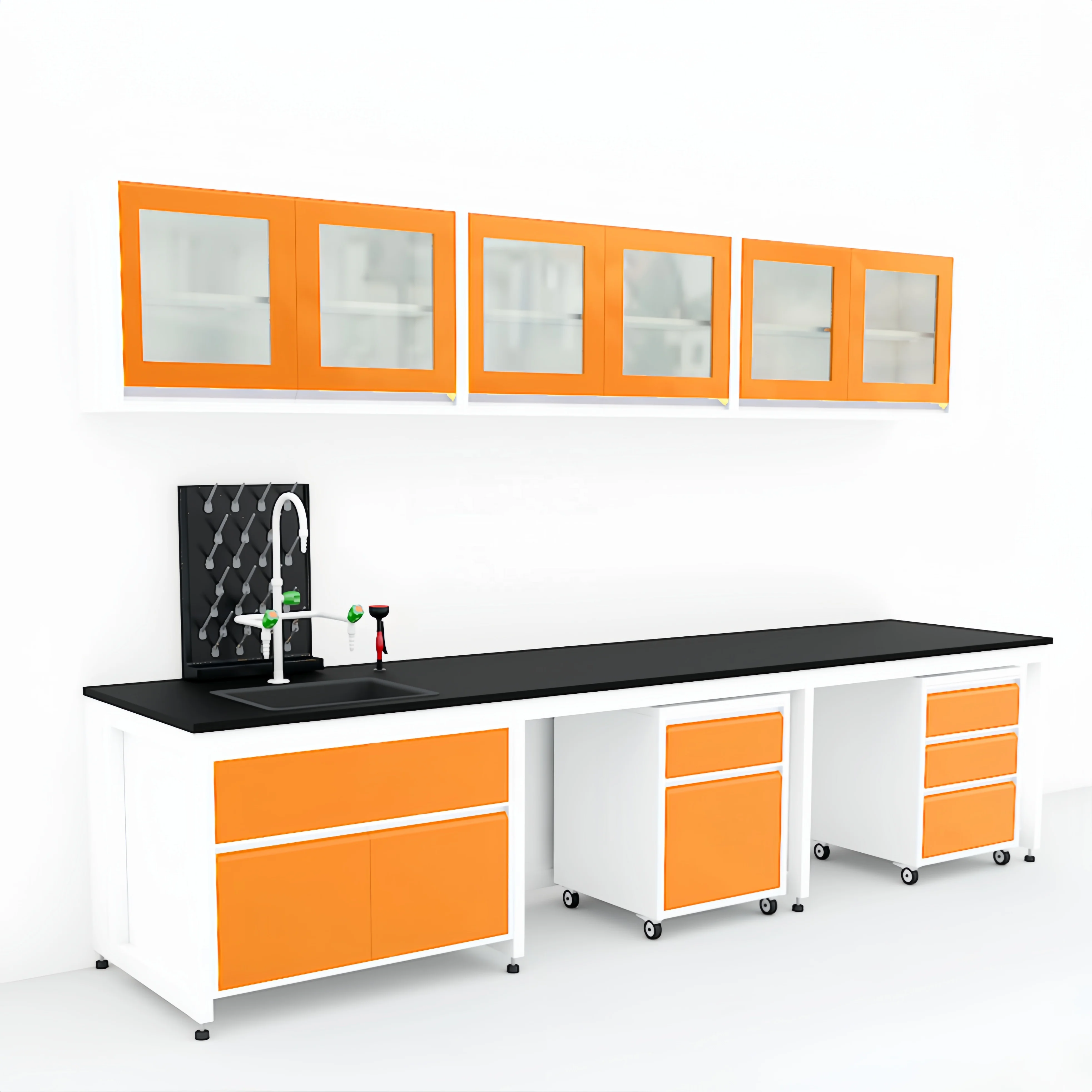 Orange Mobile Modular Chemical-Proof Laboratory Furniture H-Frame Lab Work Bench
