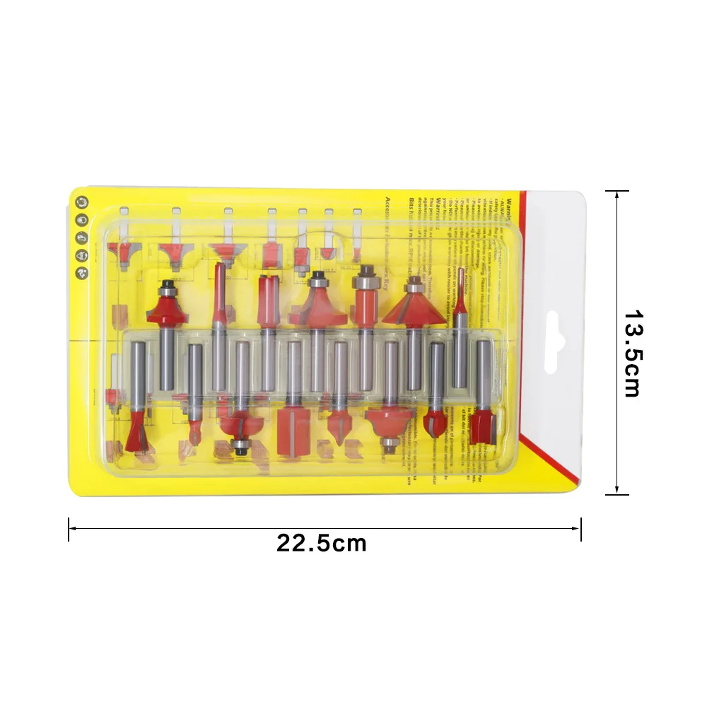 15 pieces set with 14 handles 1/4 inch Woodworking Milling Cutter Carbide   woodworking milling cutter