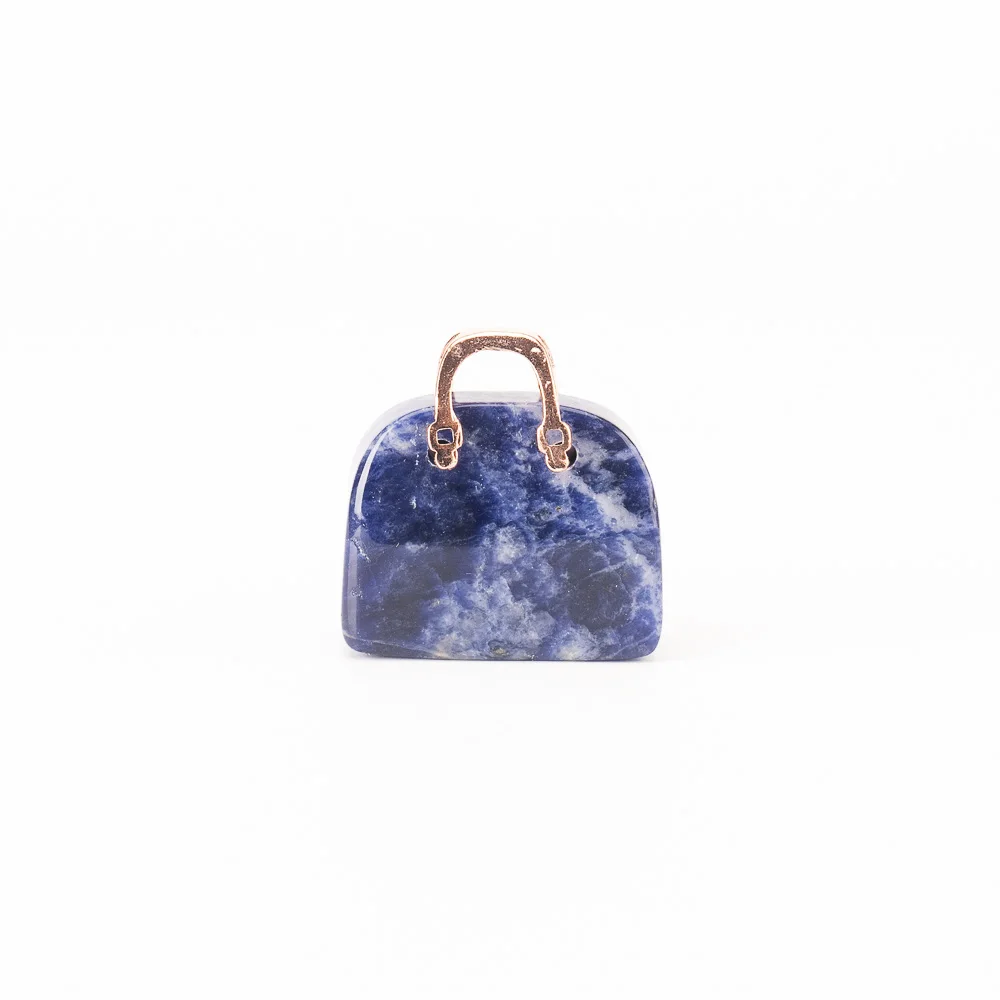 BZ JADE TIFA Factory wholesale 1 inches Mini Sodalite Purse Carving Crystal Handbag Pendant Gemstone Purse for Crafts Gifts