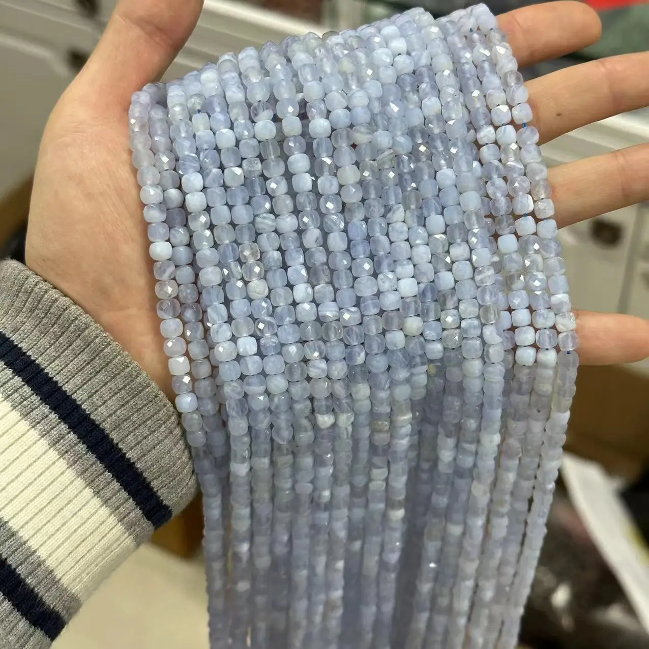 Natural Labradorite Faceted Square Beads 4X4mm Amethyst Morganite Amazonite Healing Gemstone Beads For Jewelry Making