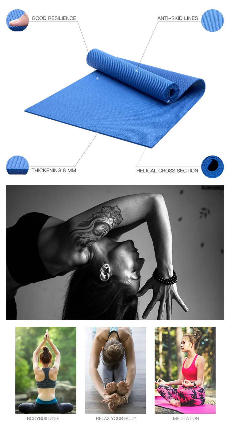 High Quality Custom Logo Printed PVC Durable Non Slip Eco-Friendly Yoga Mats Round Yoga Mat Set