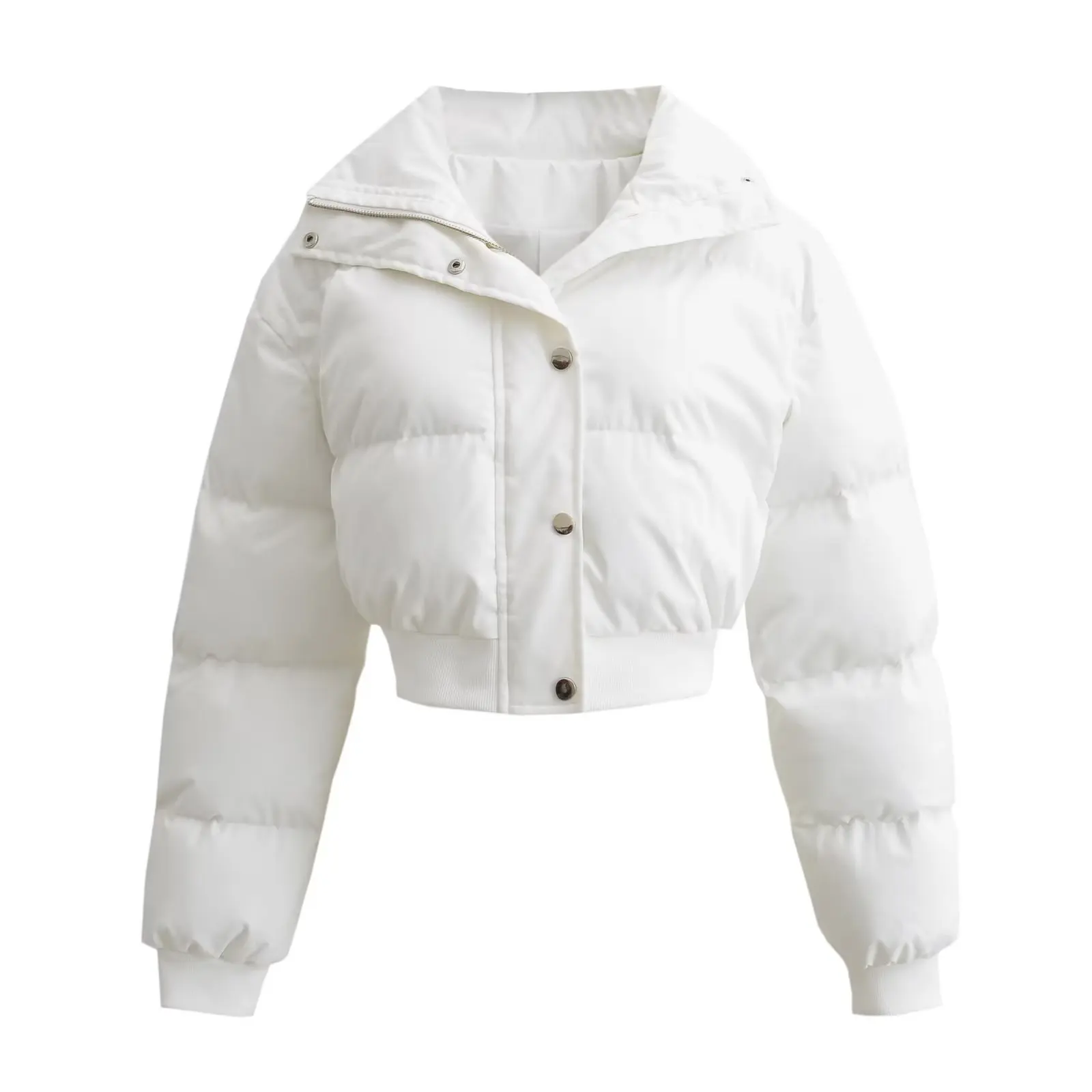 Wholesale Custom Logo Luxury Plain Fashion Thick Cropped Down Coats Plus Size Long Sleeve Zip Sexy Hot Girl Light Puffer Jacket
