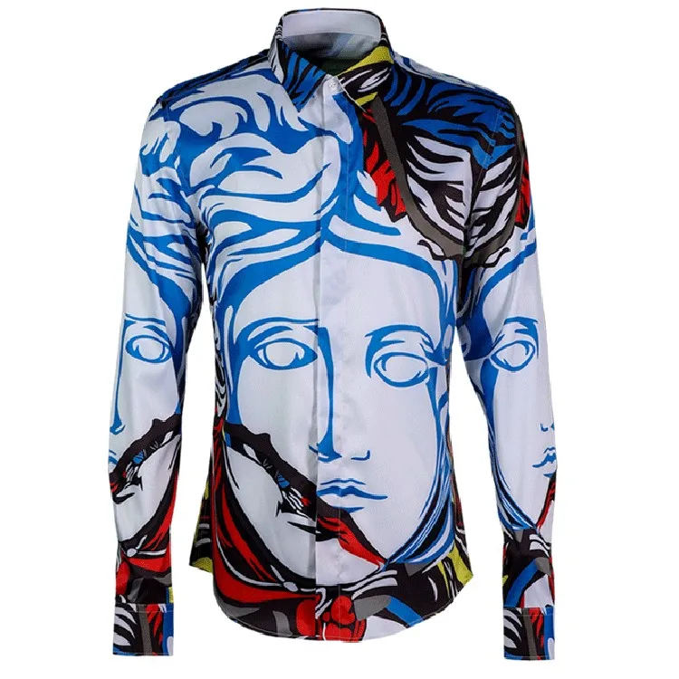 Oem Costom Print Long Sleeve African Shirts for Men