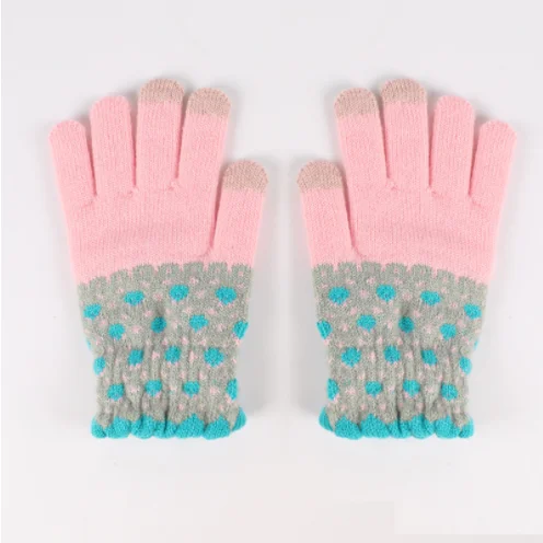 Custom Knitted Gloves for Winter Acrylic Thick Jacquard Women Gloves