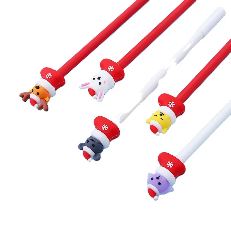 Hot Selling Promotional Kawaii Christmas Pen 0.5mm Korean Pen Carton Cute Gel Pen Stationery Manufacturer for school students