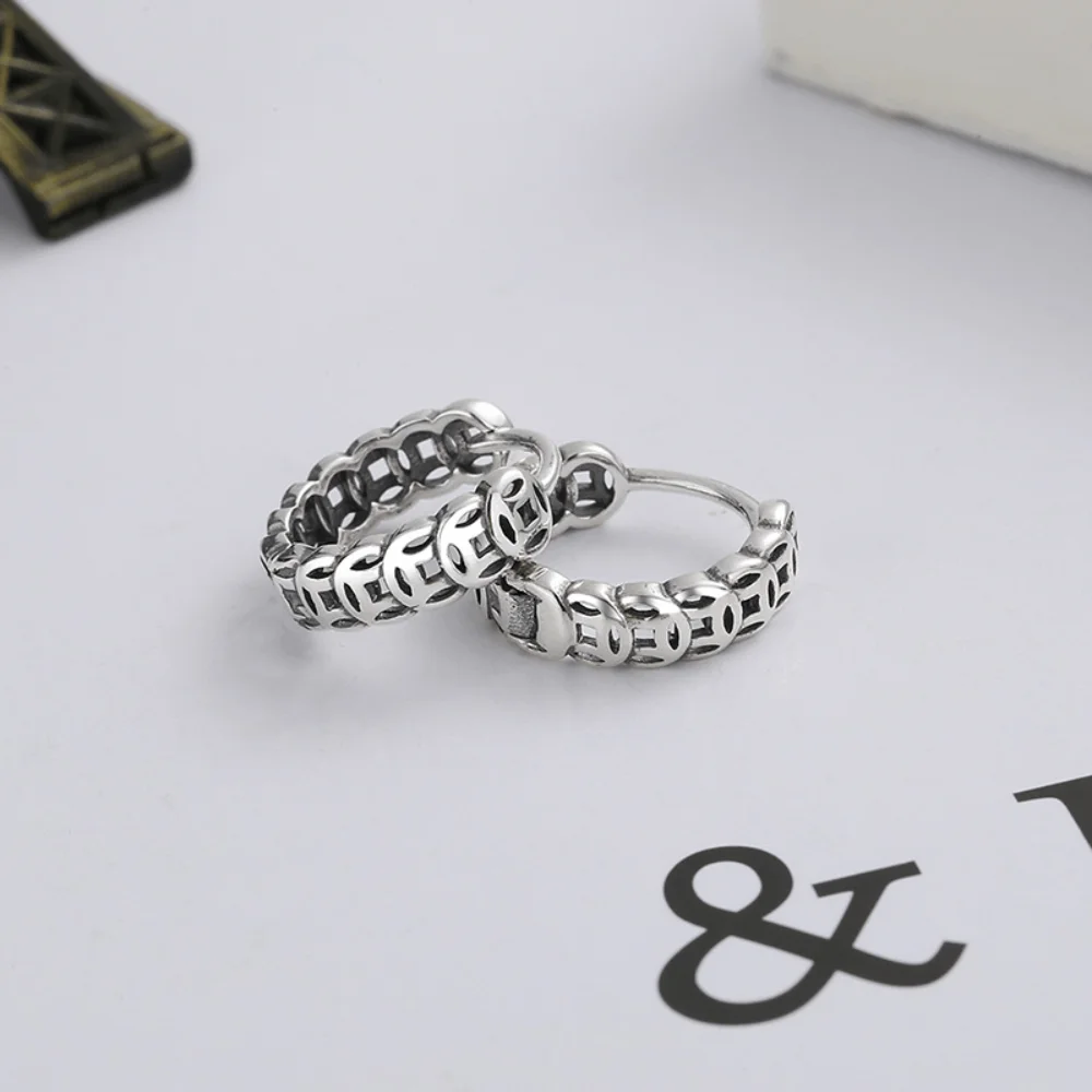 925 silver coin charm stylish quirky small huggie hoop korea luxury jewelry earrings women earring designs