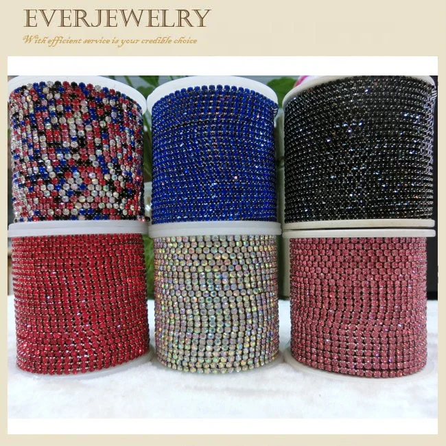 Wholesale Colorful Glass Crystal Rhinestone Cup Chain Sew On Trimming Stone Cup Rhinestone Chains for Shoes Garment Accessories