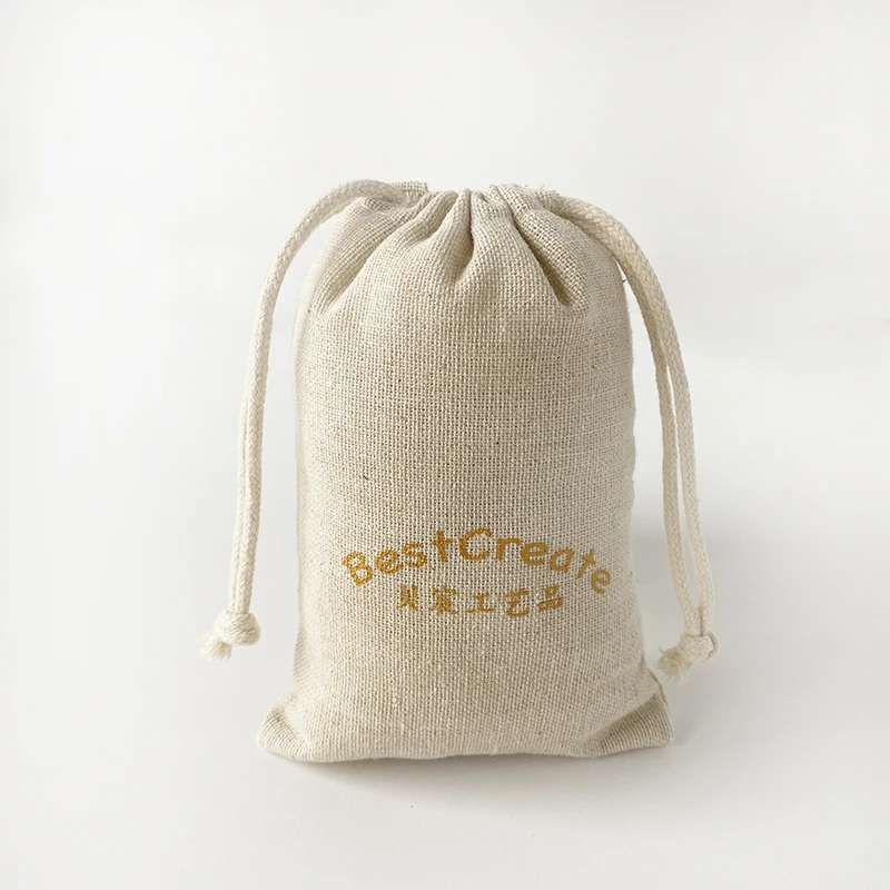 Accept Custom Logo 10x15cm Natural Drawstring Cotton Linen Flower Seed Bags