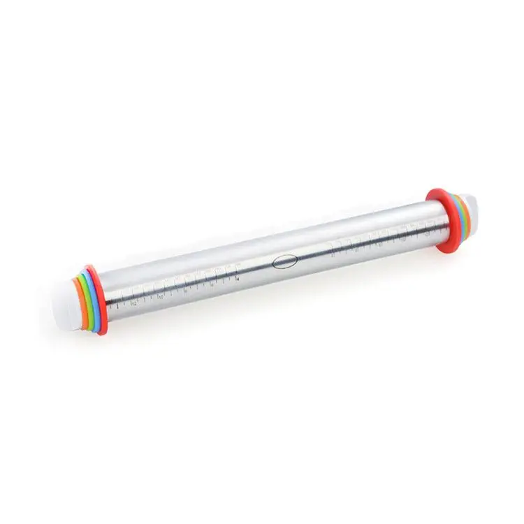 
New product ideas 2021 Home Use Stainless Steel Adjustable Rolling Pin With Measurement Gift Two Cake Molds Fine quality 