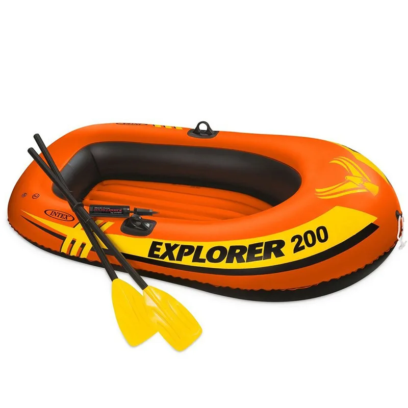 Intex 58331 Inflatable 200 Fishing Boat Wholesale Portable KAYAK 2 people Rubber Fishing Drift Kayak raft with oars