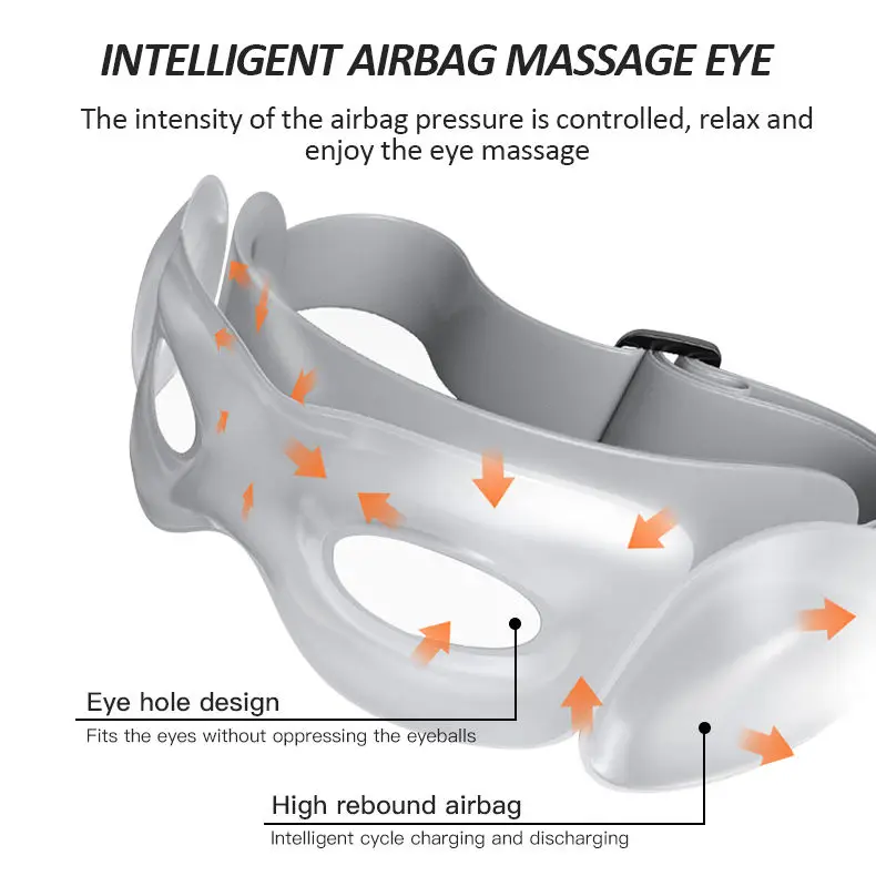 Smart Airbag Vibration Eye Care Compress Bluetooth Eye Massage Relax Migraines Relief Improve Sleep Eye Massager With Heat