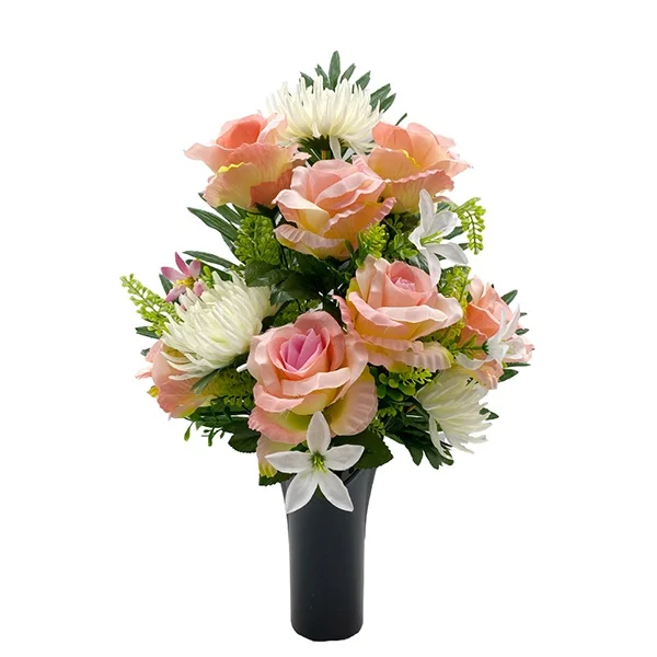 Tizen New Product Real Touch Bul Purple Bunch Artificial Flower Bouquet In Black Pot For Decoration Wedding