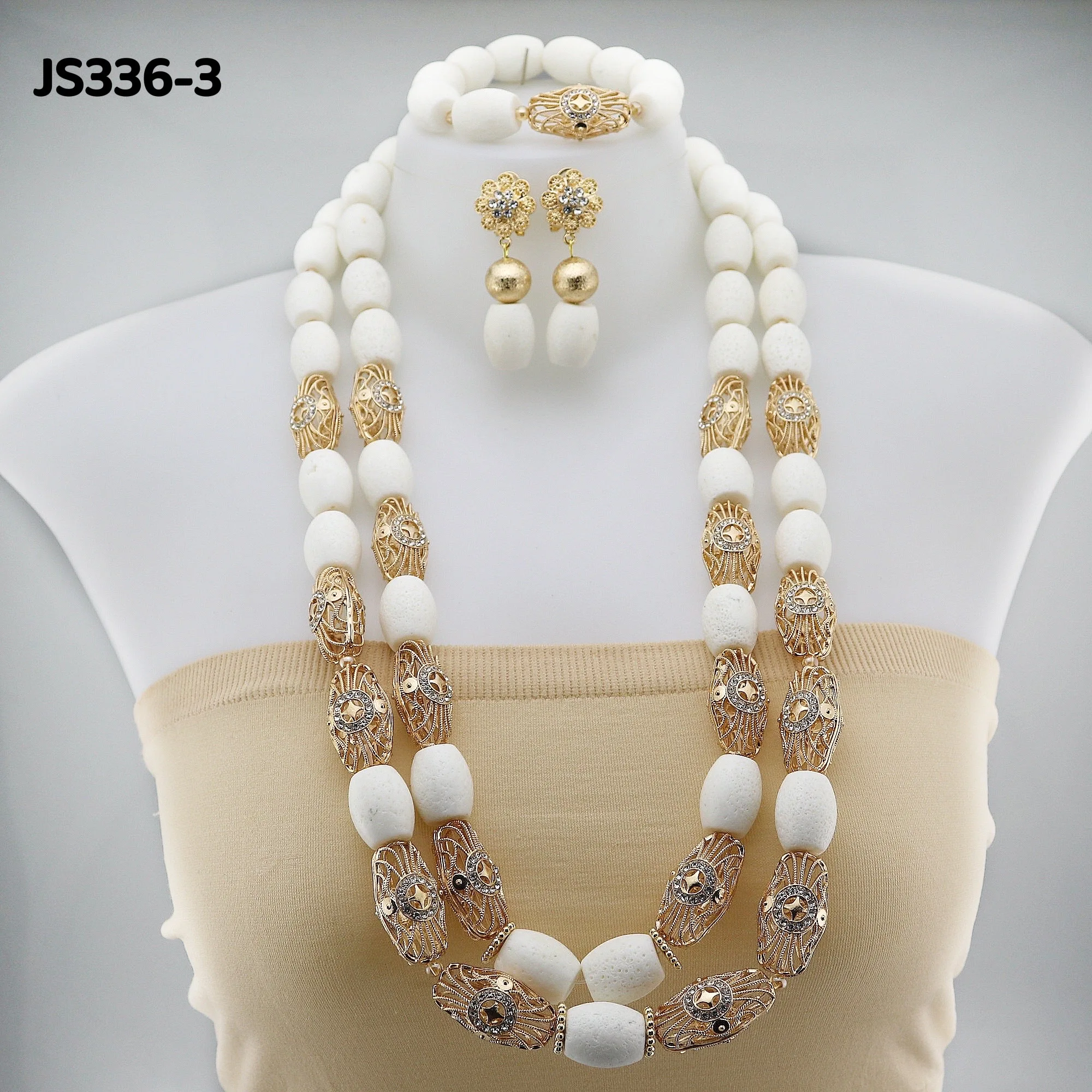 Inmyshop New Stock Wedding Jewellery Jewelry Set High Quality Milky White Glass Beads Jewelry Sets