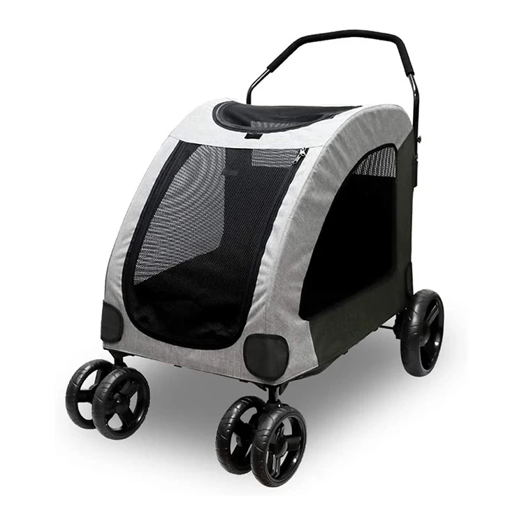 Oxford Cloth Carrier Pet Cart Animal Stroller With 4 Wheel and Storage Space Dog Cart