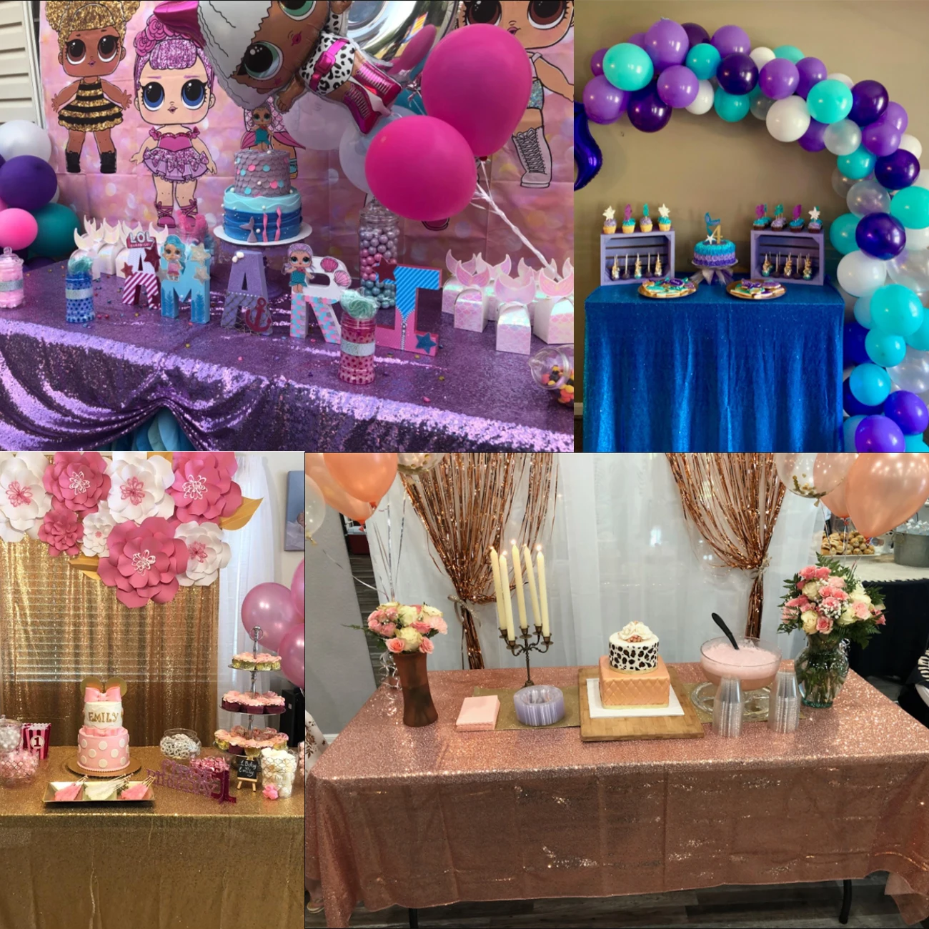 Amazon Hot Sale 132 Elegant Custom Round Rectangle Tablecloth Sequin Table Cloth Linen for Wedding Party Decoration