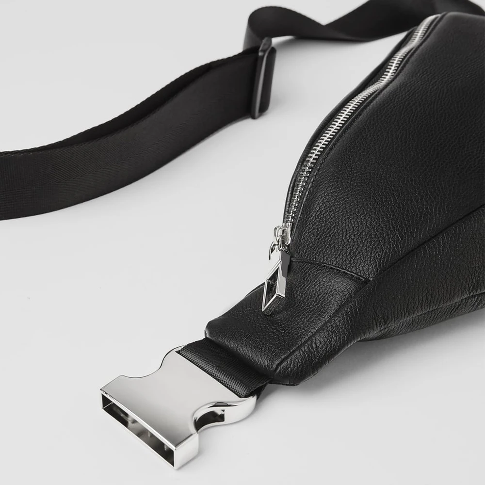 Custom logo waterproof PU Leather  Fanny Pack  Men  Waist Belt Bag Mens fanny packs custom Waist Bag