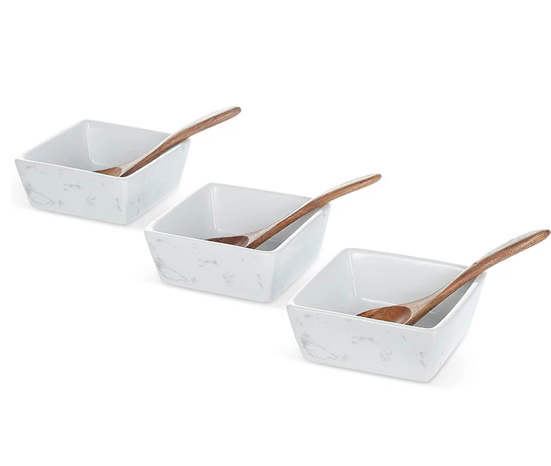 Hot Selling Charcuterie Serving Platter Wood Marble Cheese Board Set With 3 Bowls 3 Spoons 4 Cheese Tools Kitchen Accessories