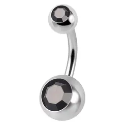 Beautiful navel piercing g23 titanium double bezel set crystal belly button ring wholesale