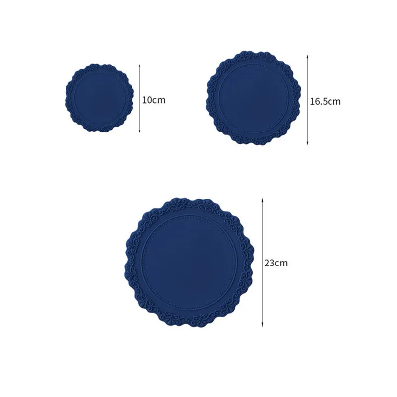 Kitchen Heat Resistant Pan Pads Hot Dishes Pot Holders rcustom Silicone silicon rubber pvc Silicone Lace Placemat